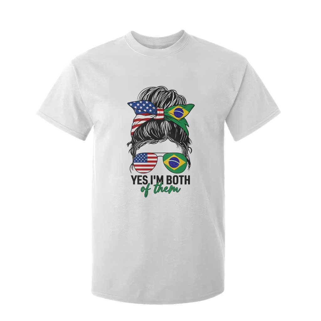 Half American And Brazilian America Brazil Brasil Flag Girl T Shirt For Kid Yes I'm Both of Them