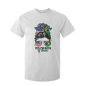 Half American And Brazilian America Brazil Brasil Flag Girl T Shirt For Kid Yes I'm Both of Them