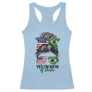 Half American And Brazilian America Brazil Brasil Flag Girl Racerback Tank Top Yes I'm Both of Them