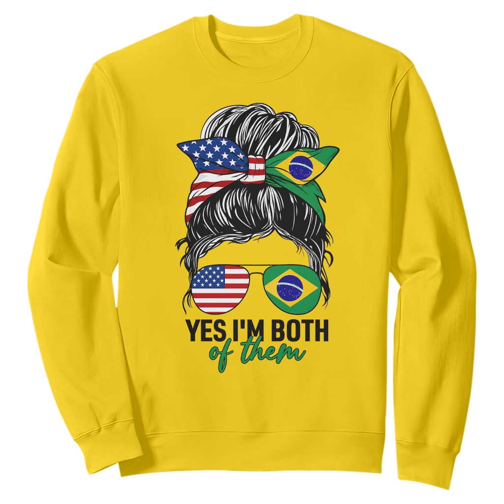 Half American And Brazilian America Brazil Brasil Flag Girl Sweatshirt Yes I'm Both of Them
