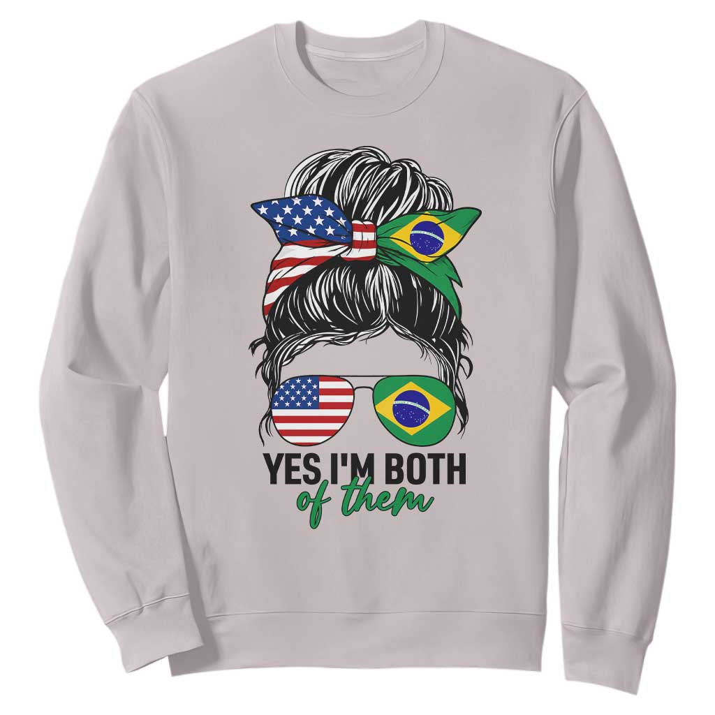Half American And Brazilian America Brazil Brasil Flag Girl Sweatshirt Yes I'm Both of Them