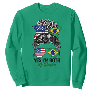Half American And Brazilian America Brazil Brasil Flag Girl Sweatshirt Yes I'm Both of Them