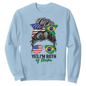 Half American And Brazilian America Brazil Brasil Flag Girl Sweatshirt Yes I'm Both of Them
