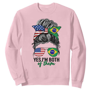 Half American And Brazilian America Brazil Brasil Flag Girl Sweatshirt Yes I'm Both of Them
