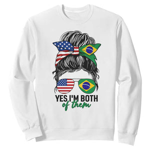 Half American And Brazilian America Brazil Brasil Flag Girl Sweatshirt Yes I'm Both of Them