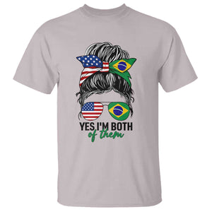 Half American And Brazilian America Brazil Brasil Flag Girl T Shirt Yes I'm Both of Them