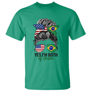 Half American And Brazilian America Brazil Brasil Flag Girl T Shirt Yes I'm Both of Them
