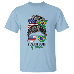 Half American And Brazilian America Brazil Brasil Flag Girl T Shirt Yes I'm Both of Them