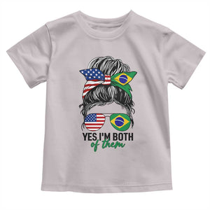 Half American And Brazilian America Brazil Brasil Flag Girl Toddler T Shirt Yes I'm Both of Them