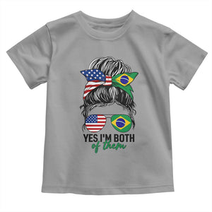 Half American And Brazilian America Brazil Brasil Flag Girl Toddler T Shirt Yes I'm Both of Them