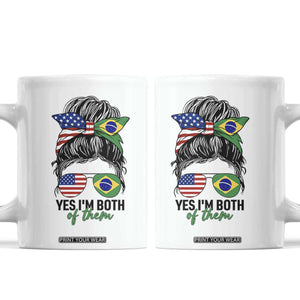 Half American And Brazilian America Brazil Brasil Flag Girl Coffee Mug Yes I'm Both of Them