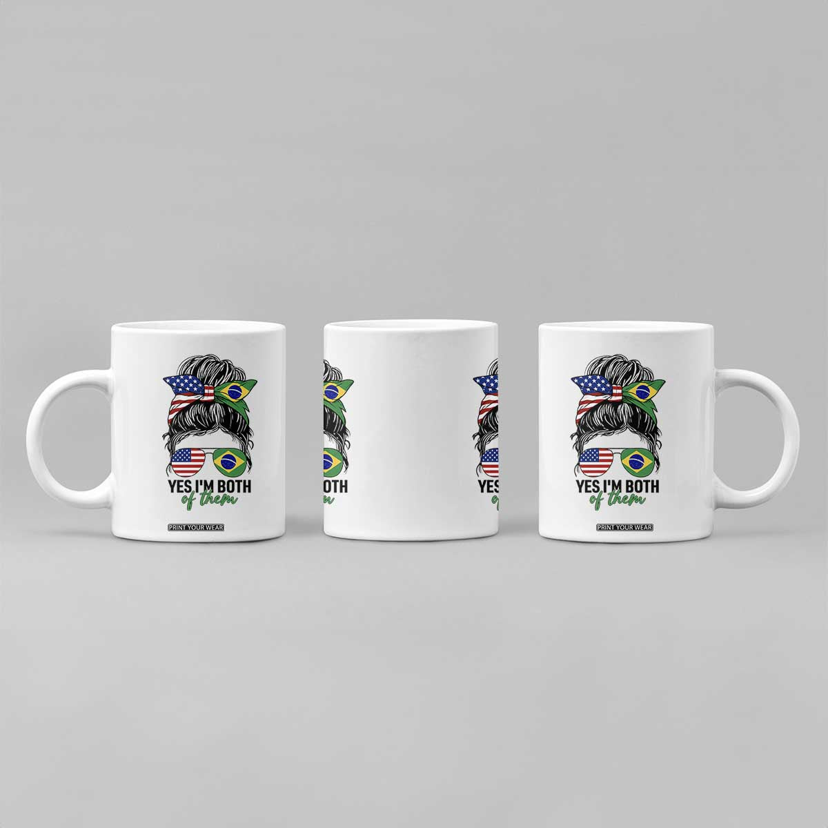 Half American And Brazilian America Brazil Brasil Flag Girl Coffee Mug Yes I'm Both of Them