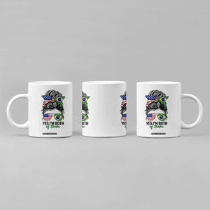 Half American And Brazilian America Brazil Brasil Flag Girl Coffee Mug Yes I'm Both of Them