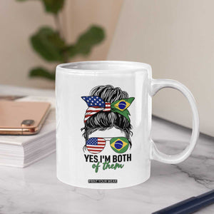 Half American And Brazilian America Brazil Brasil Flag Girl Coffee Mug Yes I'm Both of Them