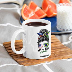 Half American And Brazilian America Brazil Brasil Flag Girl Coffee Mug Yes I'm Both of Them