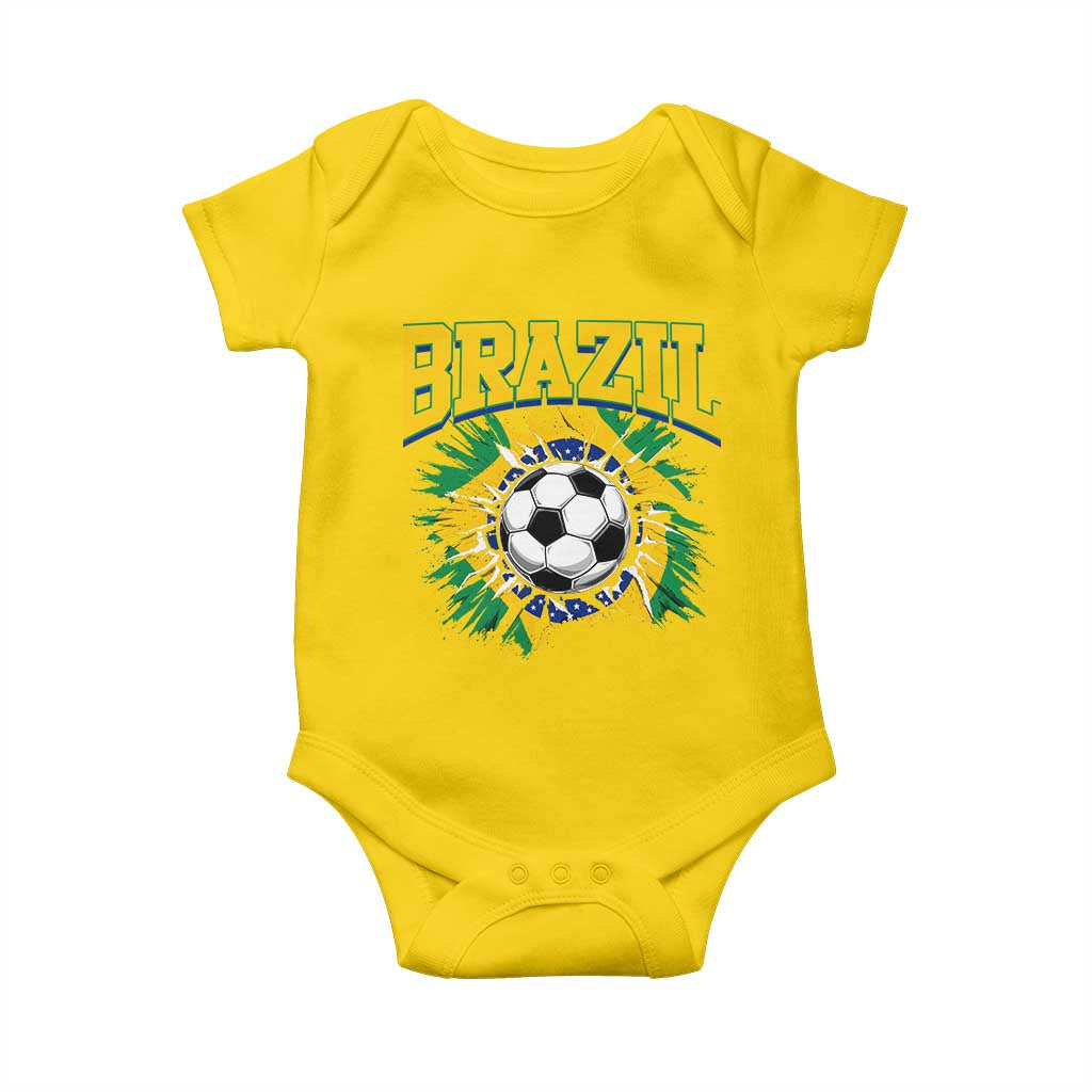 Brazil Soccer Fan Baby Onesie Brazilian Football Game Day Fan TS14 Daisy Print Your Wear
