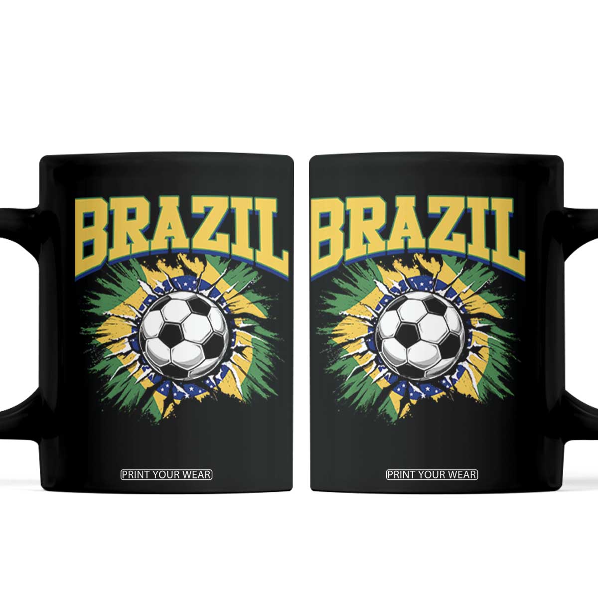 Brazil Soccer Fan Coffee Mug Brazilian Football Game Day Fan TS14 Black Print Your Wear