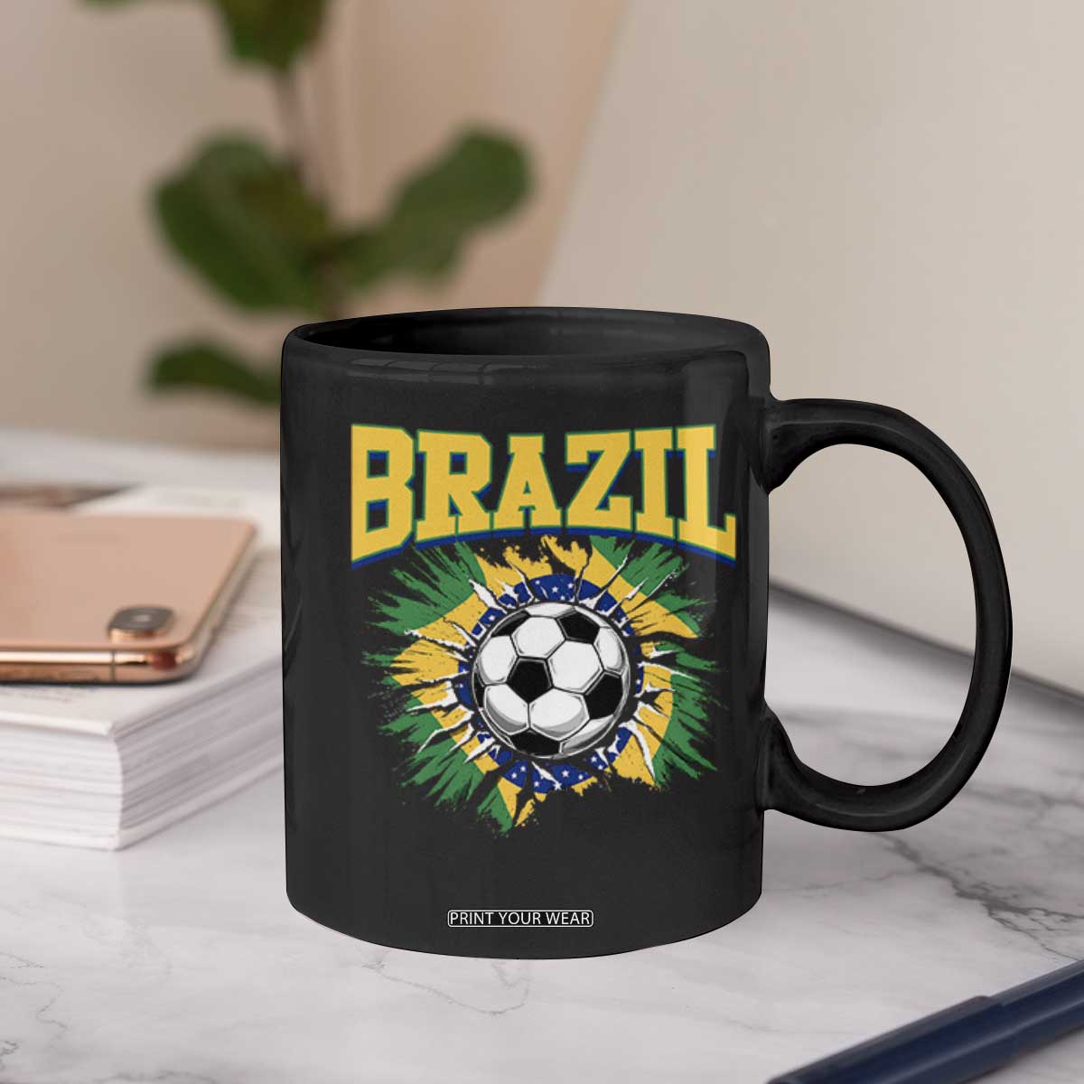 Brazil Soccer Fan Coffee Mug Brazilian Football Game Day Fan
