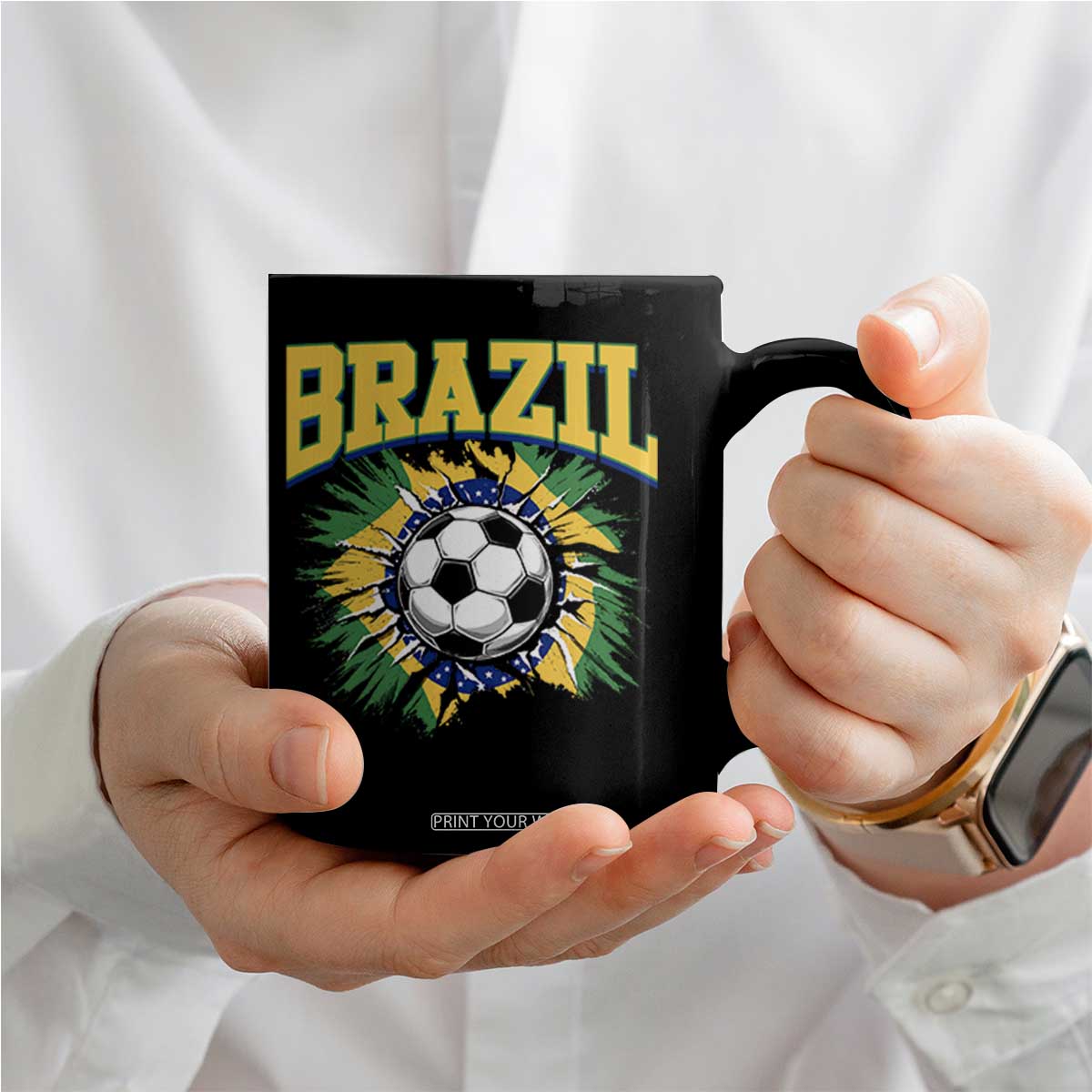 Brazil Soccer Fan Coffee Mug Brazilian Football Game Day Fan