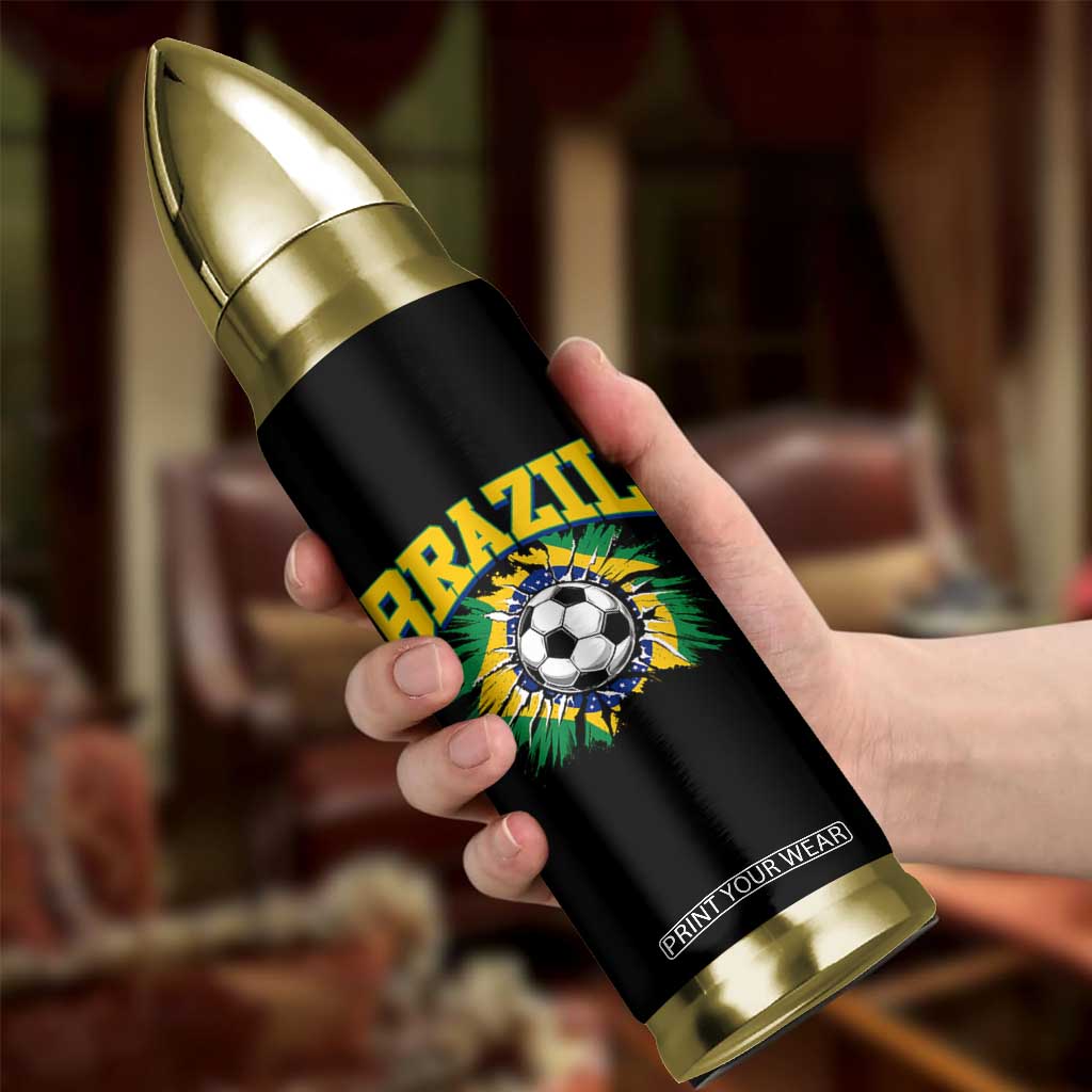 Brazil Soccer Fan Bullet Tumbler Brazilian Football Game Day Fan