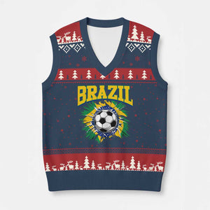 Brazil Soccer Fan V-Neck Knit Sweater Vest Brazilian Football Game Day Fan