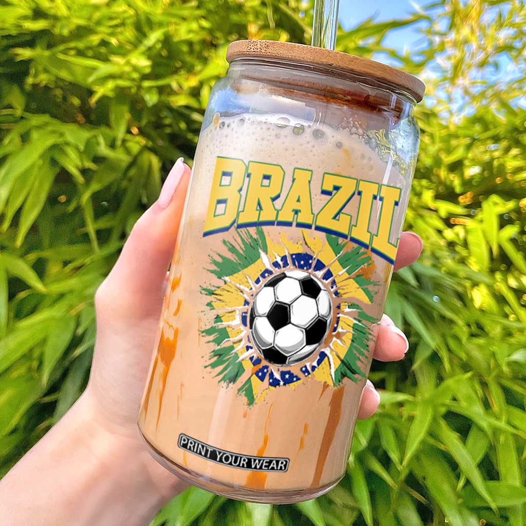 Brazil Soccer Fan Glass Can Brazilian Football Game Day Fan