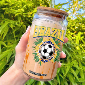 Brazil Soccer Fan Glass Can Brazilian Football Game Day Fan
