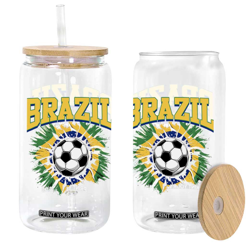 Brazil Soccer Fan Glass Can Brazilian Football Game Day Fan