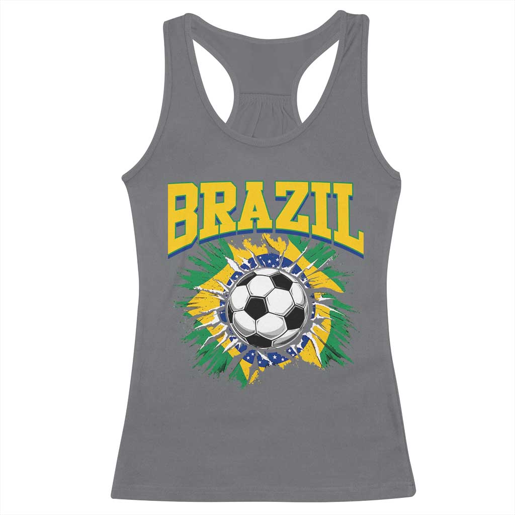 Brazil Soccer Fan Racerback Tank Top Brazilian Football Game Day Fan