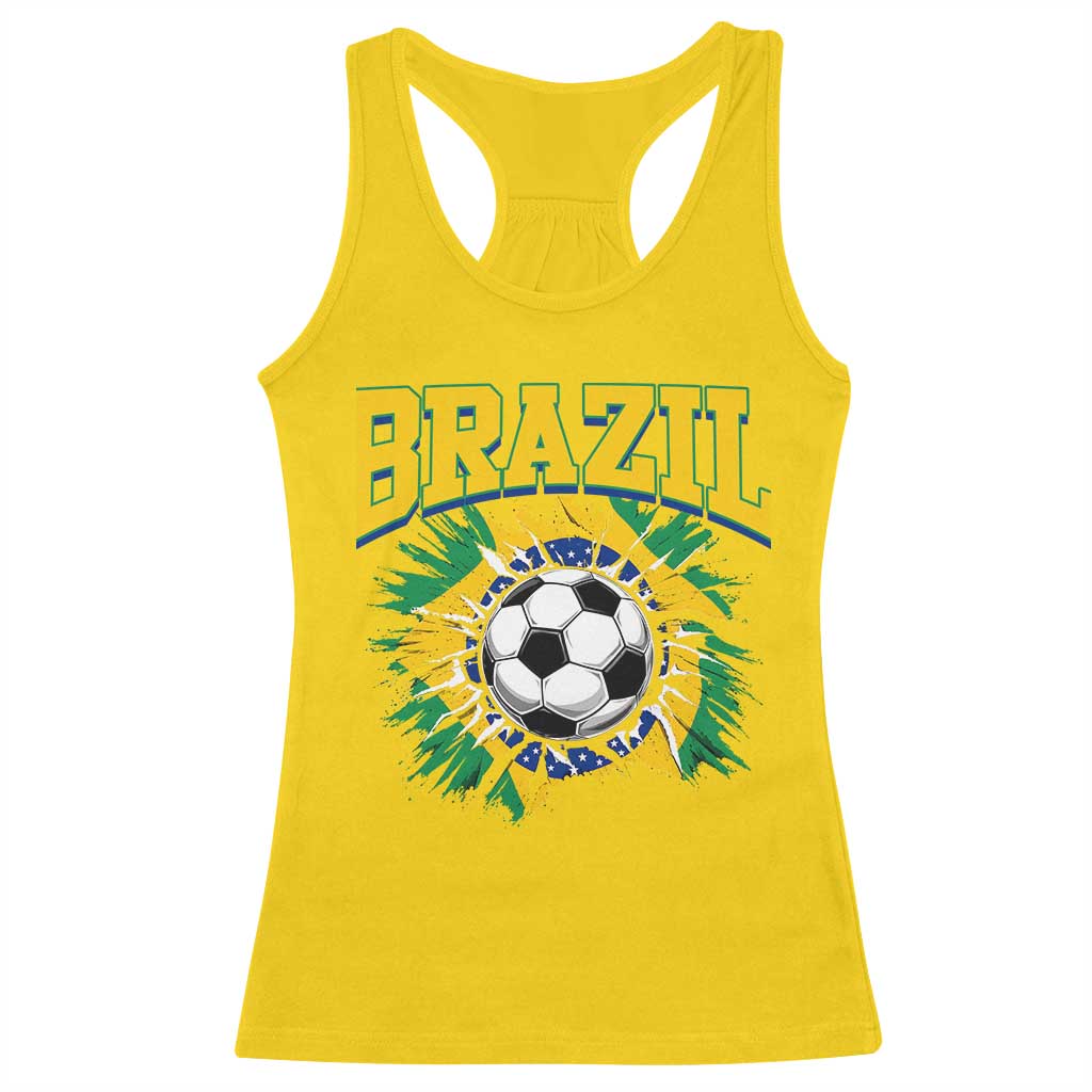 Brazil Soccer Fan Racerback Tank Top Brazilian Football Game Day Fan TS14 Daisy Print Your Wear