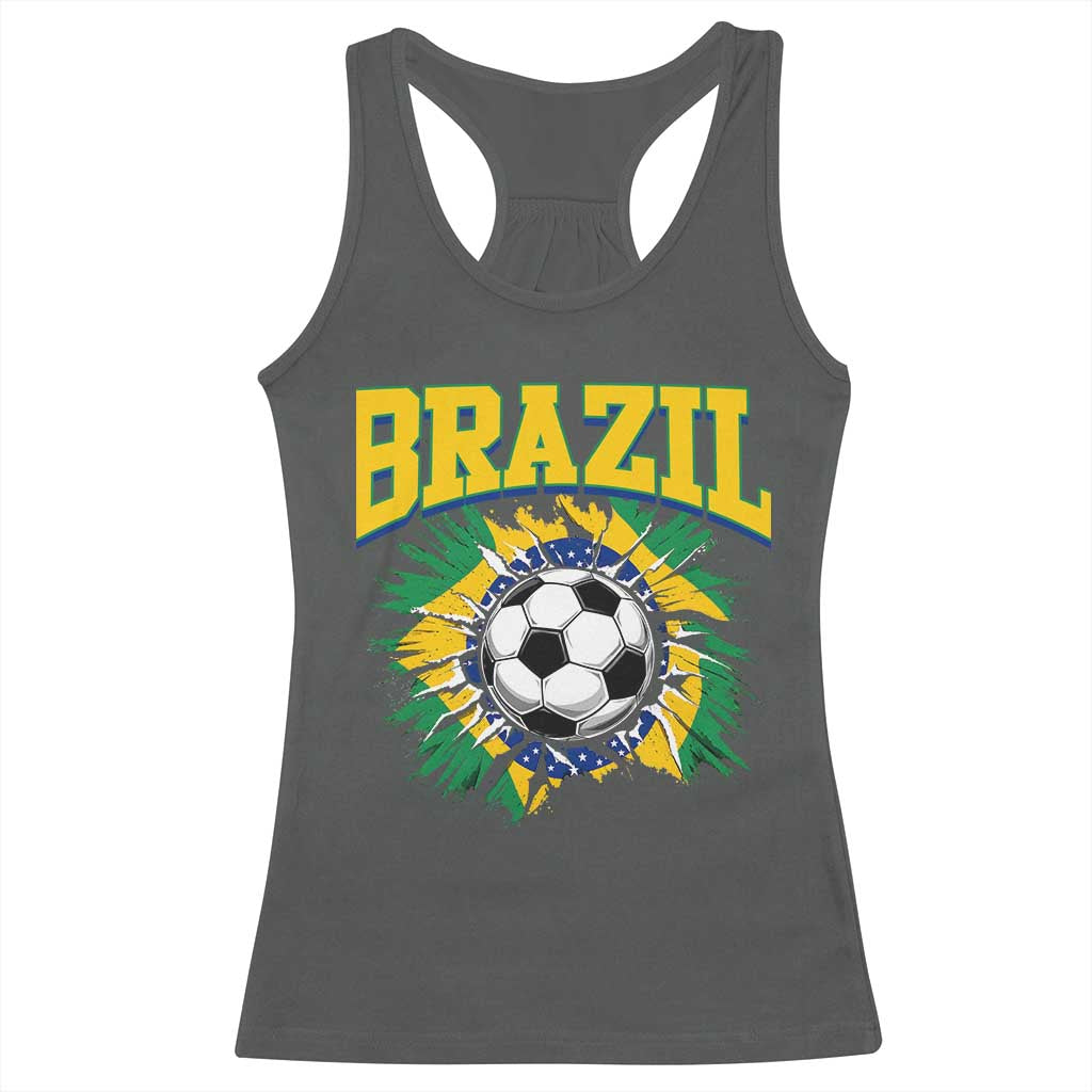 Brazil Soccer Fan Racerback Tank Top Brazilian Football Game Day Fan