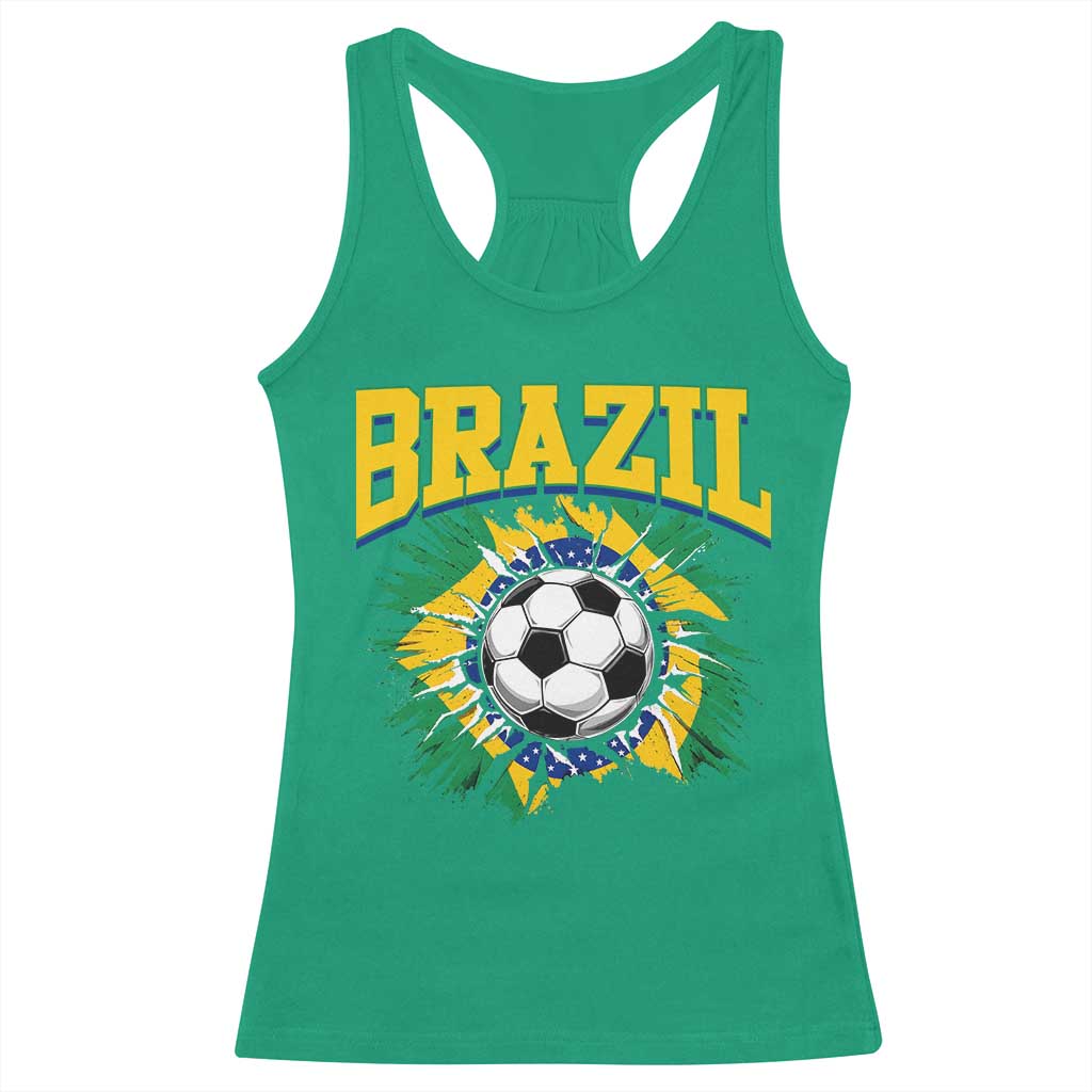 Brazil Soccer Fan Racerback Tank Top Brazilian Football Game Day Fan