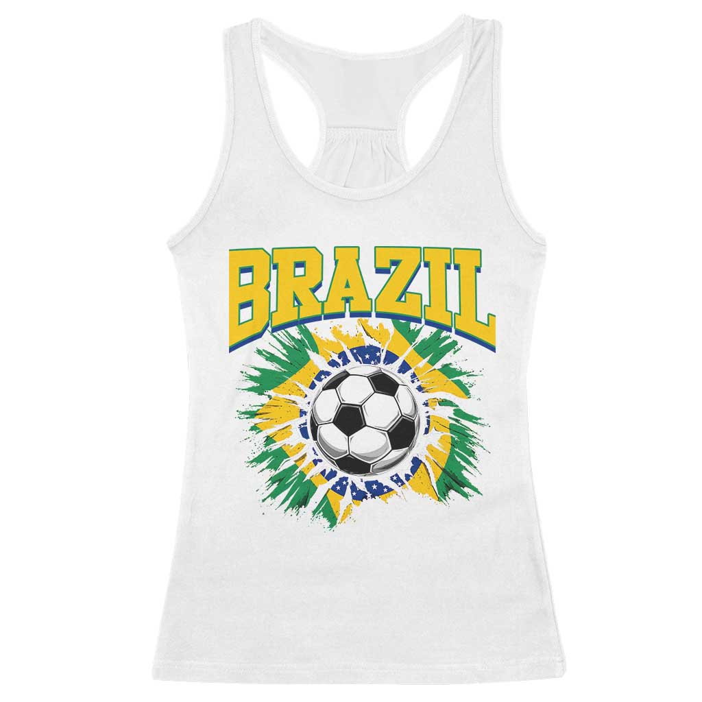 Brazil Soccer Fan Racerback Tank Top Brazilian Football Game Day Fan