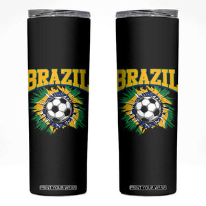 Brazil Soccer Fan Skinny Tumbler Brazilian Football Game Day Fan