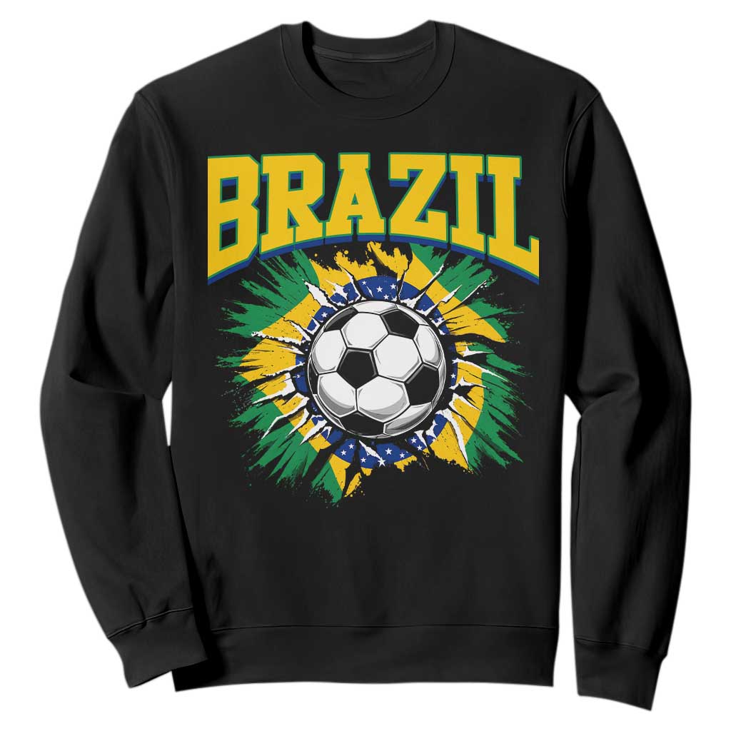 Brazil Soccer Fan Sweatshirt Brazilian Football Game Day Fan