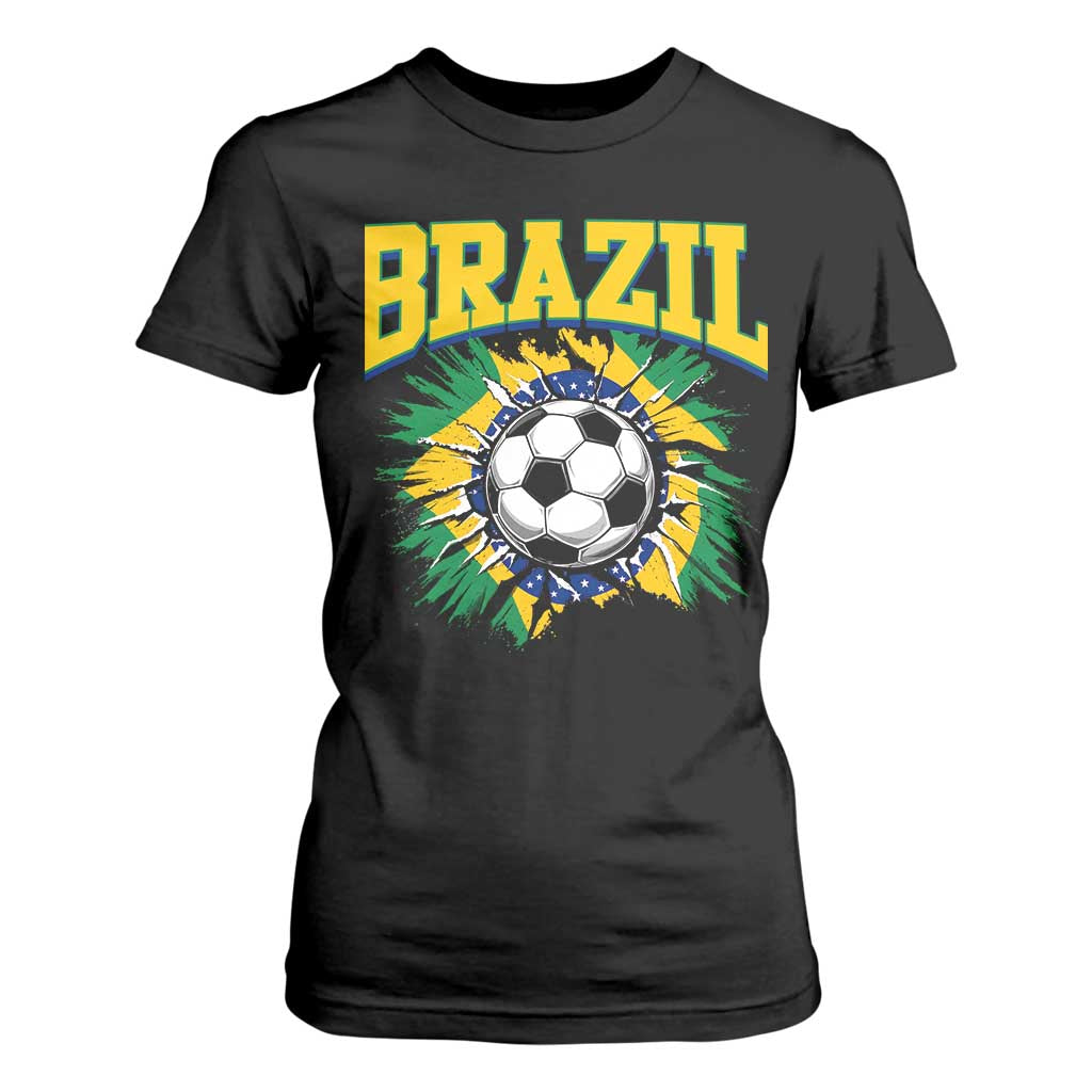 Brazil Soccer Fan T Shirt For Women Brazilian Football Game Day Fan