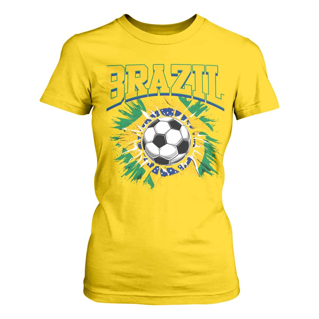 Brazil Soccer Fan T Shirt For Women Brazilian Football Game Day Fan TS14 Daisy Print Your Wear