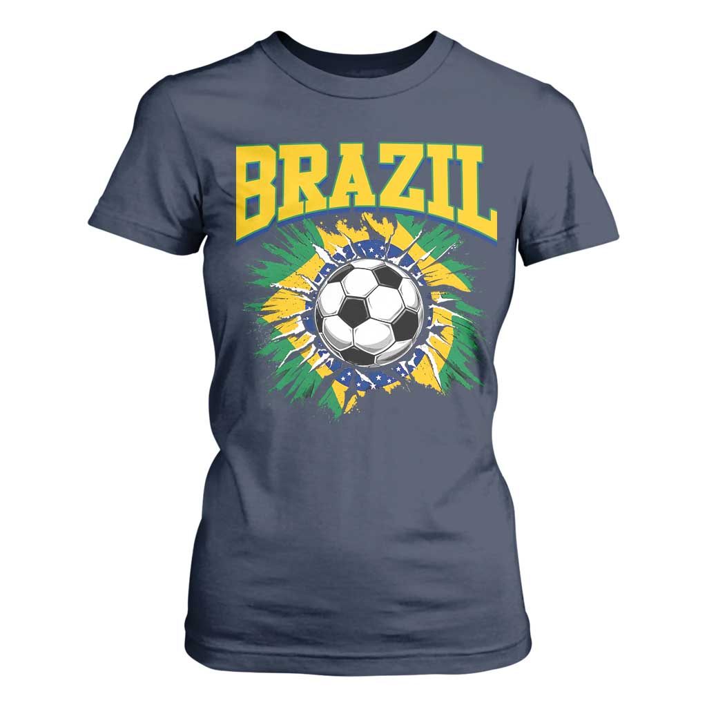 Brazil Soccer Fan T Shirt For Women Brazilian Football Game Day Fan