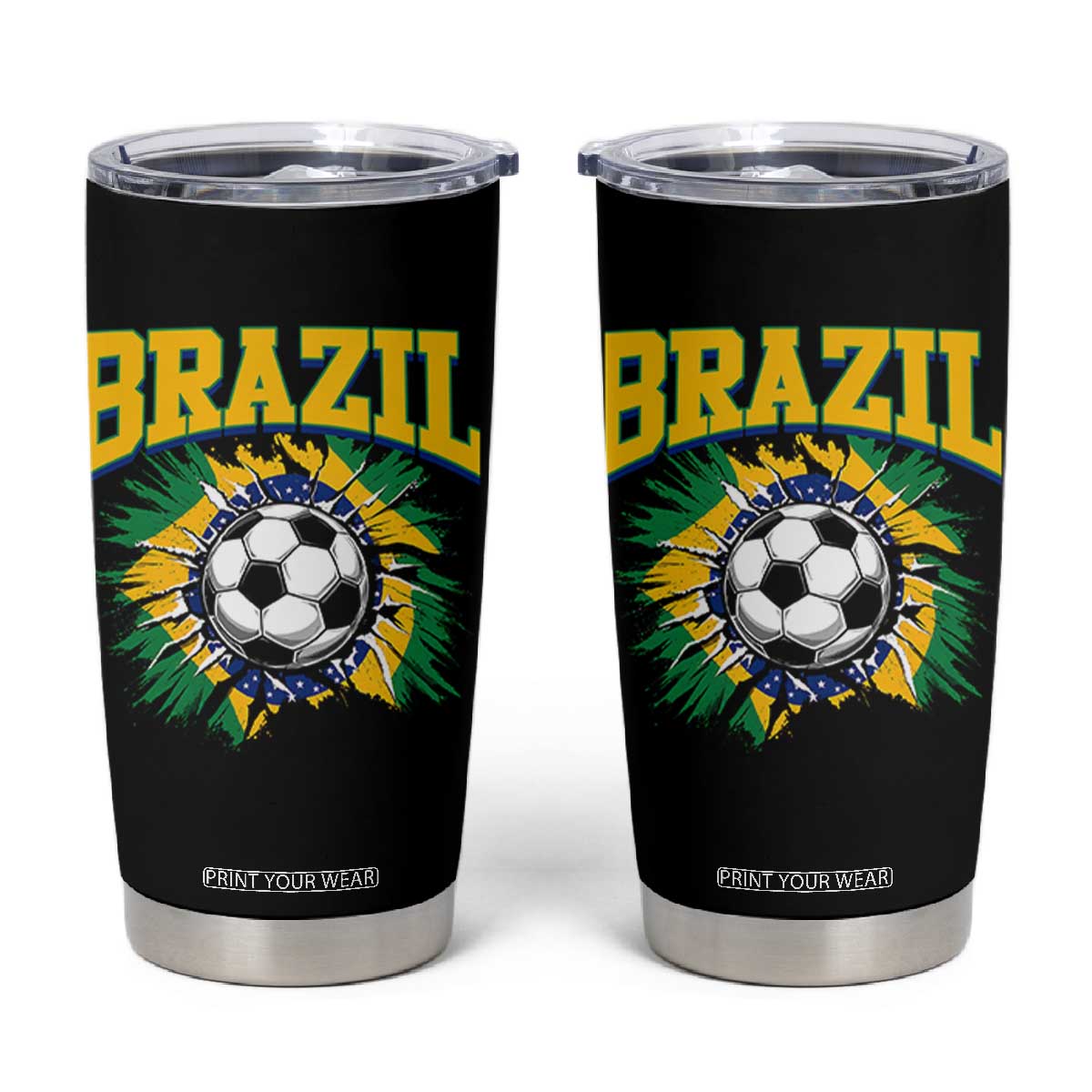 Brazil Soccer Fan Tumbler Cup Brazilian Football Game Day Fan
