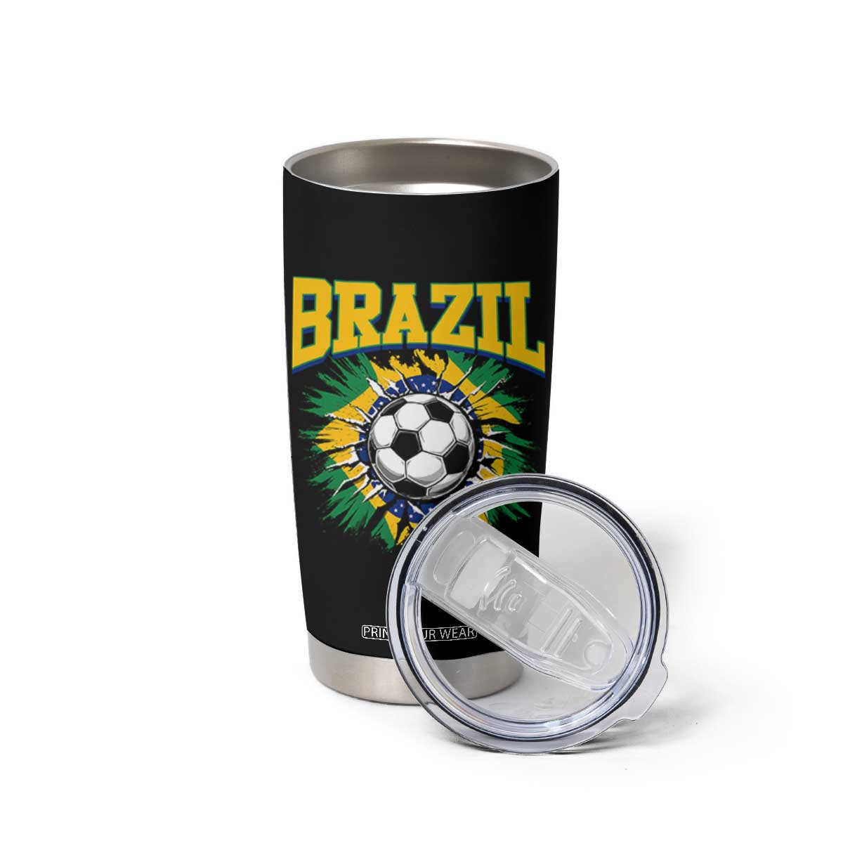 Brazil Soccer Fan Tumbler Cup Brazilian Football Game Day Fan