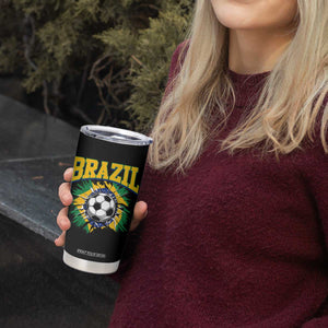Brazil Soccer Fan Tumbler Cup Brazilian Football Game Day Fan