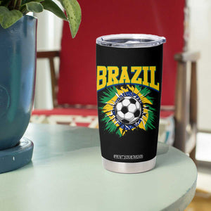 Brazil Soccer Fan Tumbler Cup Brazilian Football Game Day Fan