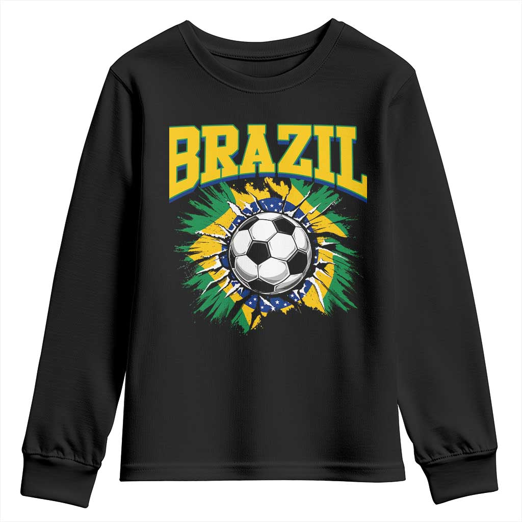 Brazil Soccer Fan Youth Sweatshirt Brazilian Football Game Day Fan