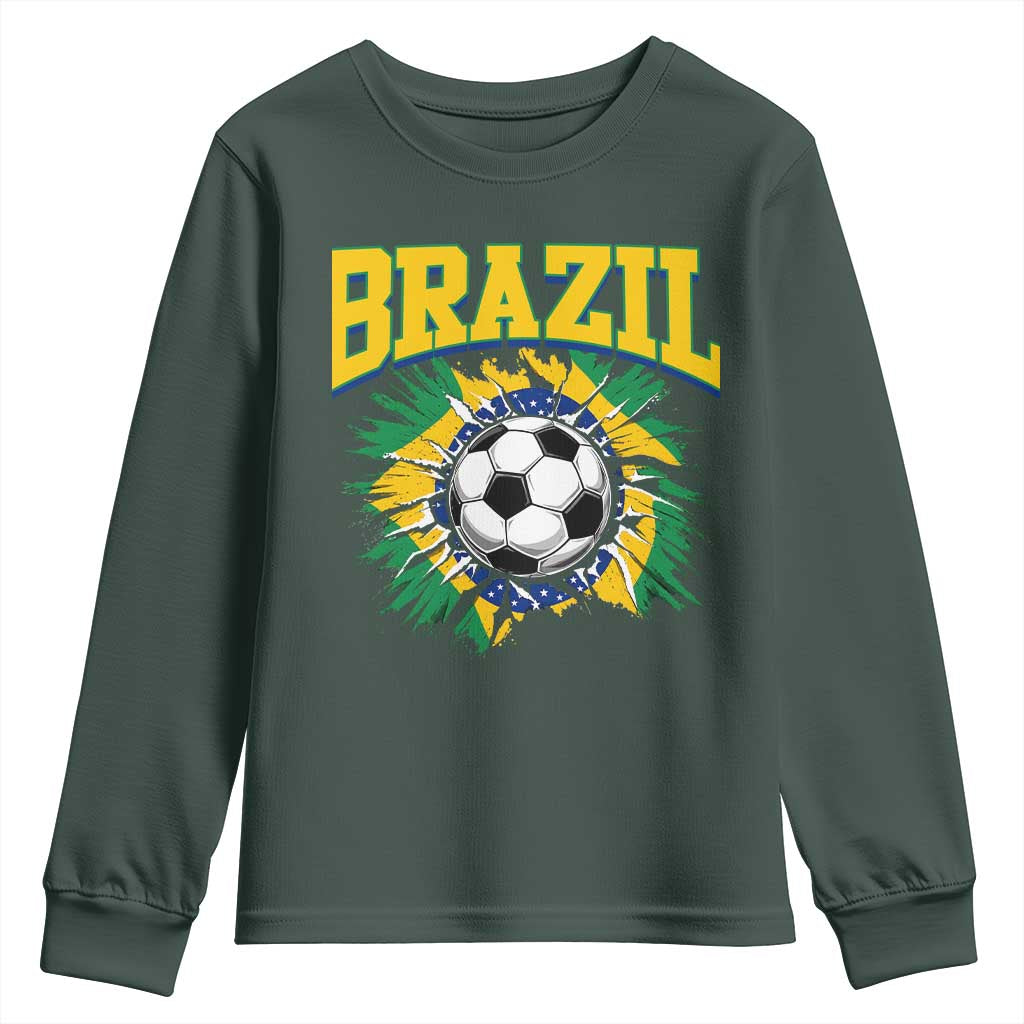 Brazil Soccer Fan Youth Sweatshirt Brazilian Football Game Day Fan