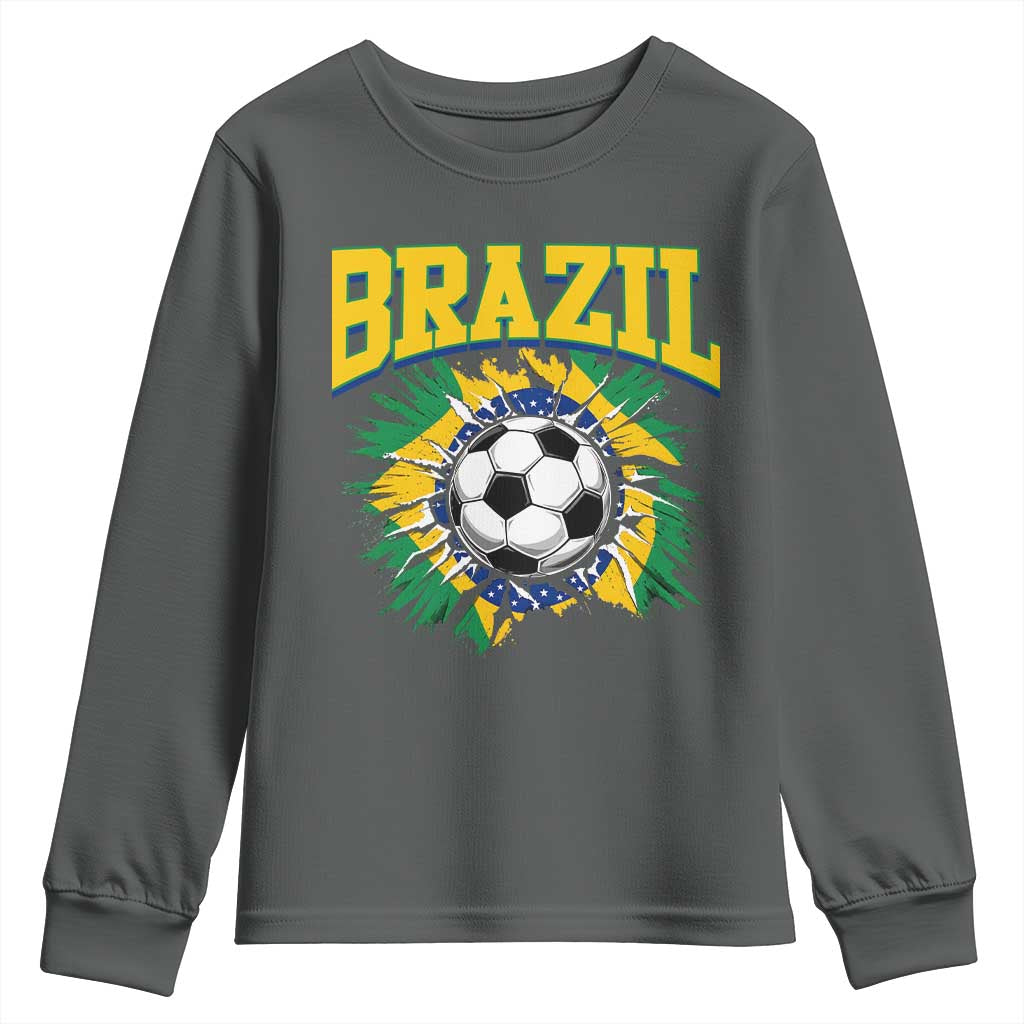 Brazil Soccer Fan Youth Sweatshirt Brazilian Football Game Day Fan