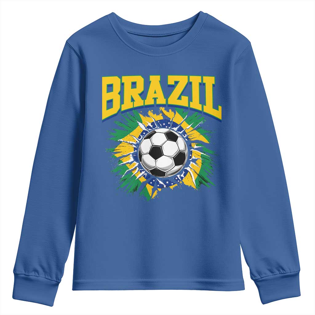 Brazil Soccer Fan Youth Sweatshirt Brazilian Football Game Day Fan
