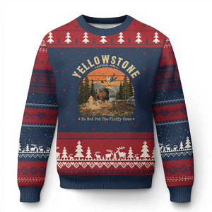 Yellowstone Do Not Pet The Fluffy Cows Ugly Christmas Sweater Funny Bison Meme Wildlife Lover Gift