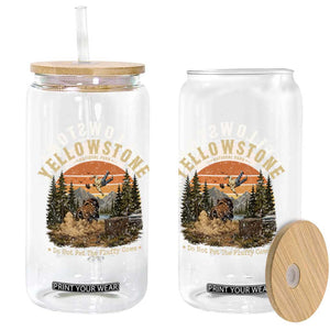 Yellowstone Do Not Pet The Fluffy Cows Glass Can Funny Bison Meme Wildlife Lover Gift
