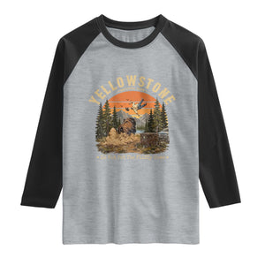 Yellowstone Do Not Pet The Fluffy Cows Raglan Shirt Funny Bison Meme Wildlife Lover Gift