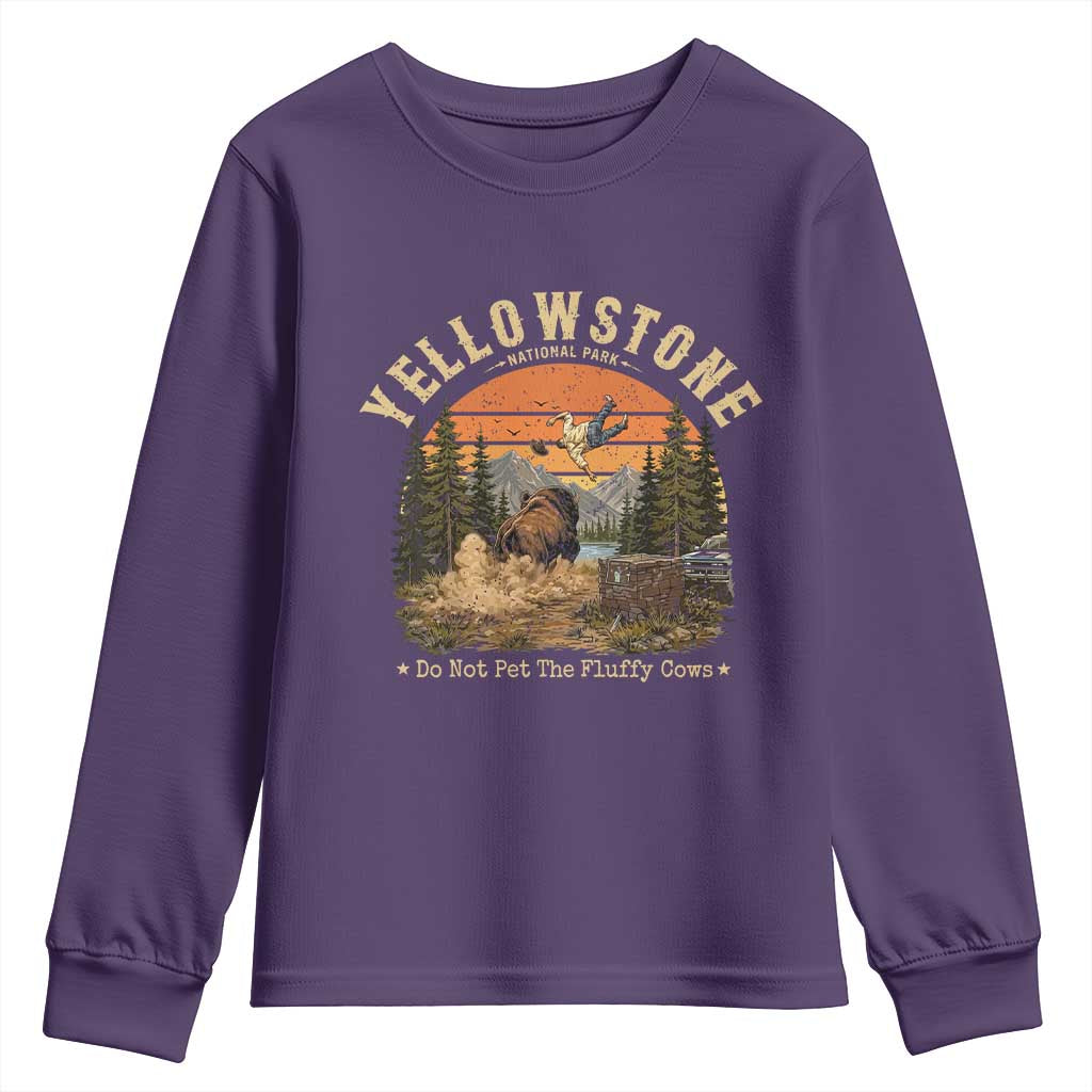 Yellowstone Do Not Pet The Fluffy Cows Youth Sweatshirt Funny Bison Meme Wildlife Lover Gift